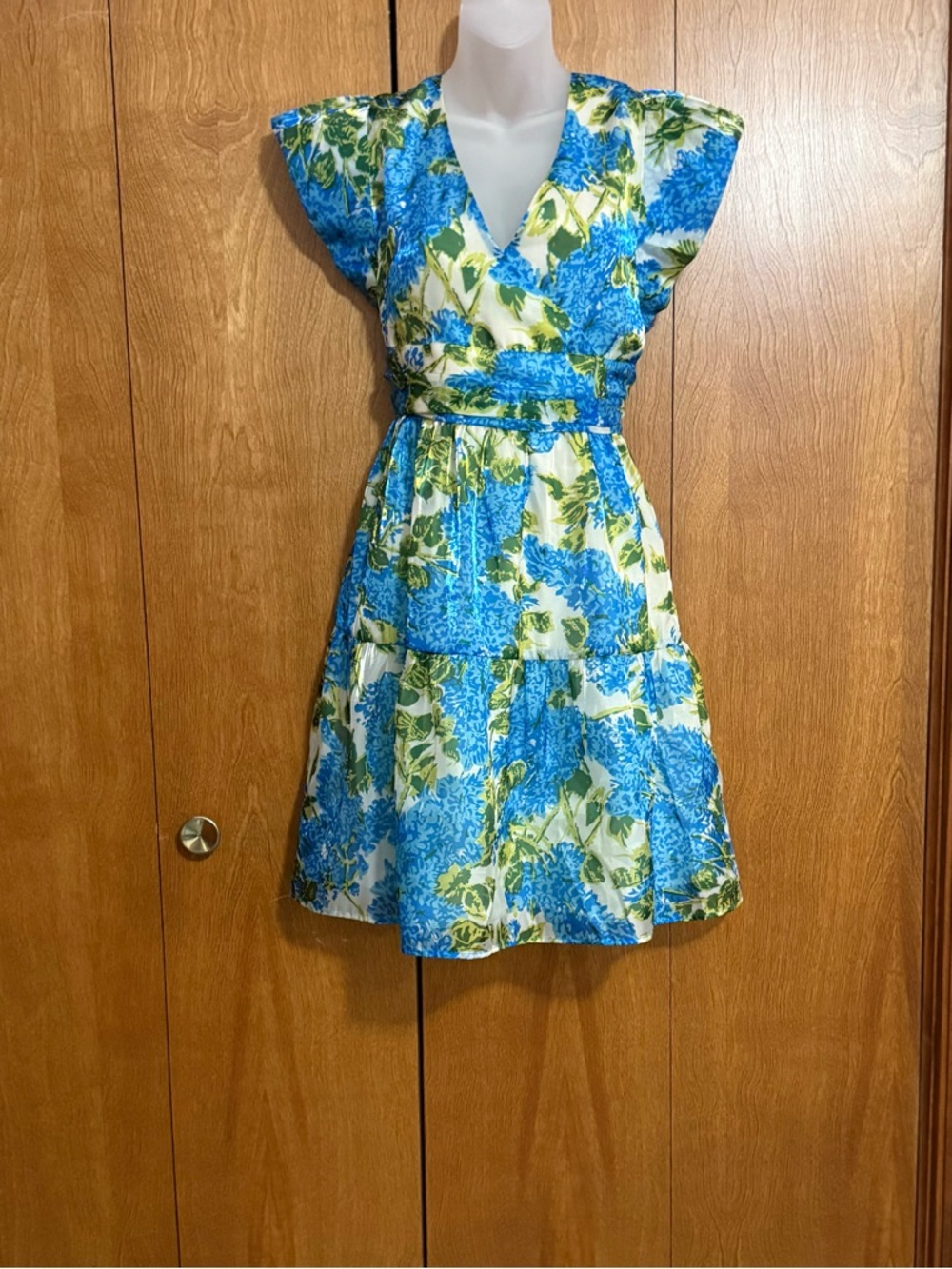 Flora Bea NYC Blue Floral V-Neck Summer Dress